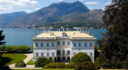 Stunning mansion in Bellagio, Italy with lake and mountain views.
